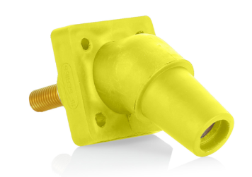 Leviton 16R30-1UY 16 Series Panel Mount Receptacle, Female, 400A Max, 600V 45 Degree Angle, 1.125"L Threaded Stud Termination, #2-4/0 Cable Range, Yellow Finish