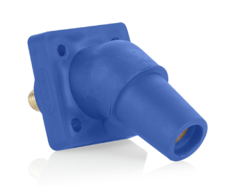 Leviton 16R30-UB 16 Series Panel Mount Receptacle, Female, 400A Max, 600V 45 Degree Angle, 1.125"L Threaded Stud Termination, #2-4/0 Cable Range, Blue Finish