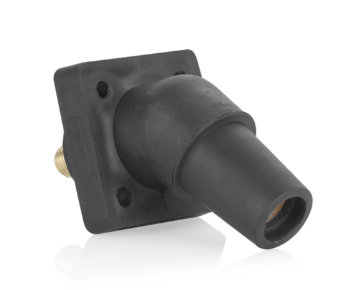 Leviton 16R30-UE 16 Series Panel Mount Receptacle, Female, 400A Max, 600V 45 Degree Angle, 1.125"L Threaded Stud Termination, #2-4/0 Cable Range, Black Finish