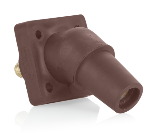 Leviton 16R30-UH 16 Series Panel Mount Receptacle, Female, 400A Max, 600V 45 Degree Angle, 1.125"L Threaded Stud Termination, #2-4/0 Cable Range, Brown Finish
