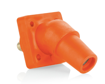 Leviton 16R30-UO 16 Series Panel Mount Receptacle, Female, 400A Max, 600V 45 Degree Angle, 1.125"L Threaded Stud Termination, #2-4/0 Cable Range, Orange Finish