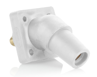 Leviton 16R30-UW 16 Series Panel Mount Receptacle, Female, 400A Max, 600V 45 Degree Angle, 1.125"L Threaded Stud Termination, #2-4/0 Cable Range, White Finish