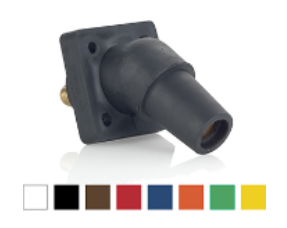 Leviton 16R30-UY 16 Series Panel Mount Receptacle, Female, 400A Max, 600V 45 Degree Angle, 1.125"L Threaded Stud Termination, #2-4/0 Cable Range, Yellow Finish