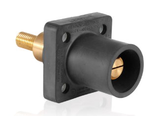 Leviton 16R31-XE 1 Pole Cam-Type Male Panel Receptacle, Taper Nose, 3/4" Extended Shoulder, #2-4/0, Black Finish