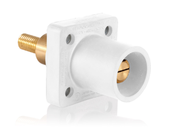 Leviton 16R31-XW 1 Pole Cam-Type Male Panel Receptacle, Taper Nose, 3/4" Extended Shoulder, #2-4/0, White Finish