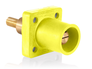 Leviton 16R31-XY 1 Pole Cam-Type Male Panel Receptacle, Taper Nose, 3/4" Extended Shoulder, #2-4/0, Yellow Finish