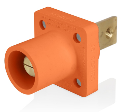 Leviton 16R33-BO 16 Series Male Receptacle, 90-Degree, #2-4/0 AWG, Double Hole Bus Bar, Bulk Pack