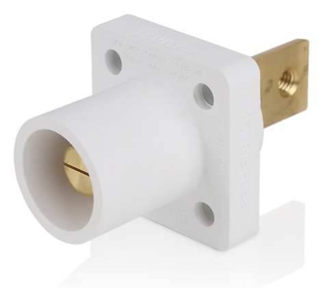 Leviton 16R33-BW 16 Series Male Receptacle, 90-Degree, #2-4/0 AWG, Double Hole Bus Bar, Bulk Pack