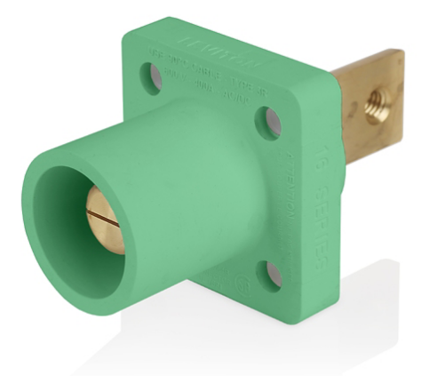 Leviton 16R33-G 16 Series Male Receptacle, 90-Degree, #2-4/0 AWG, Double Hole Bus Bar