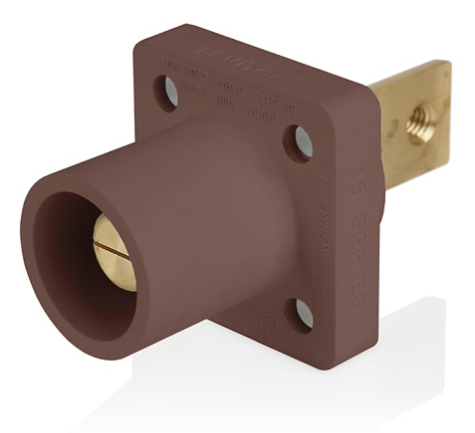 Leviton 16R33-H 16 Series Male Receptacle, 90-Degree, #2-4/0 AWG, Double Hole Bus Bar