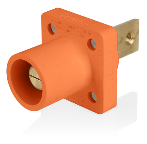Leviton 16R33-O 16 Series Male Receptacle, 90-Degree, #2-4/0 AWG, Double Hole Bus Bar