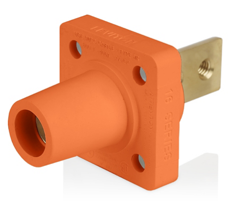 Leviton 16R34-O 16 Series Female Receptacle, 90-Degree, #2-4/0 AWG, Double Hole Bus Bar