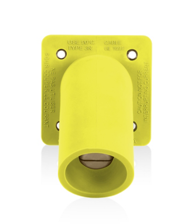 Leviton 16R35-1Y 16 Series Male Receptacle, 45-Degree, #2-4/0 AWG, Double Hole Bus Bar, Self-Clinching Nuts
