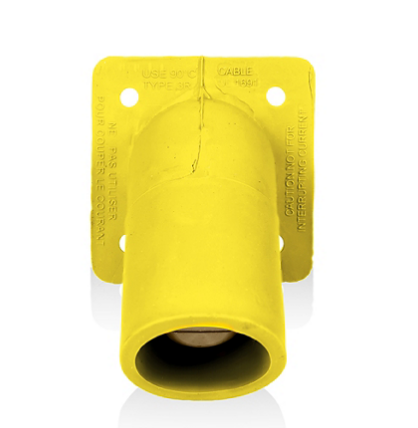 Leviton 16R35-Y 16 Series Male Receptacle, 45-Degree, #2-4/0 AWG, Double Hole Bus Bar