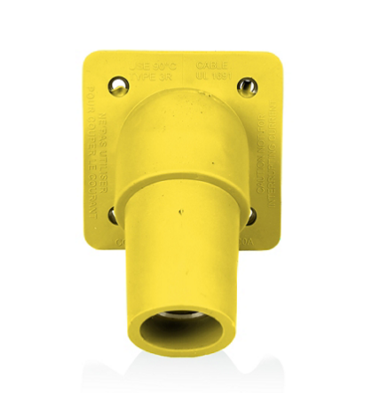 Leviton 16R36-1Y 16 Series Female Receptacle, 45-Degree, #2-4/0 AWG, Double Hole Bus Bar, Self-Clinching Nuts