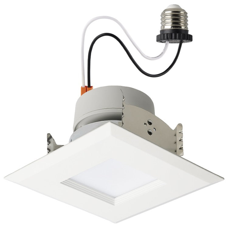 SATCO S18802 Field Selectable LED Downlight Retrofit - 4IN Square, 8W Selectable Wattage, Multi-Color Temperature, Voltage 120V, White Finish