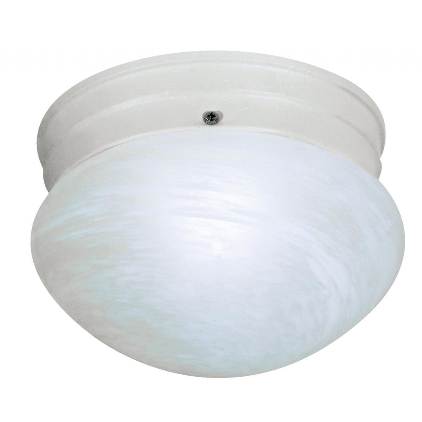 Nuvo SF76-612 1 Light 8" Flush Mount Light Fixture, Alabaster Glass, Textured White Finish