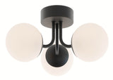 AFX Lighting METC15L30D1BK Metropolitan 16 Inch LED Semi-Flush Mount In Black With White Glass Globe Diffusers