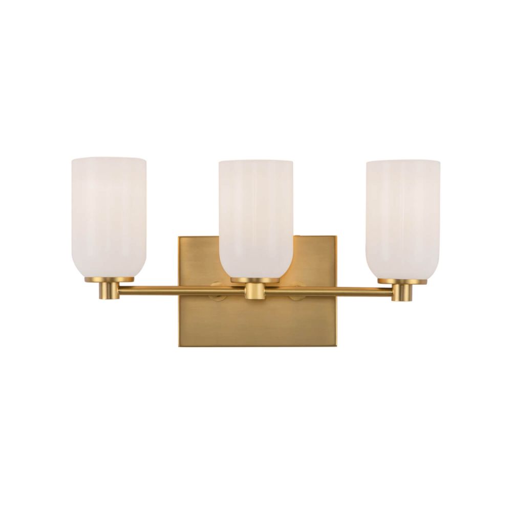 Kuzco Lighting VL57718-BG/GO Nola 3 Light 18 inch Bath Vanity Light in Brushed Gold with Glossy Opal Glass Shade, Wattage 40W