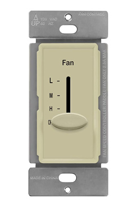 Enerlites 17000-F3-I Single-Pole 3 Speed in-Wall Ceiling Fan Control, Slide Switch, 2.5A