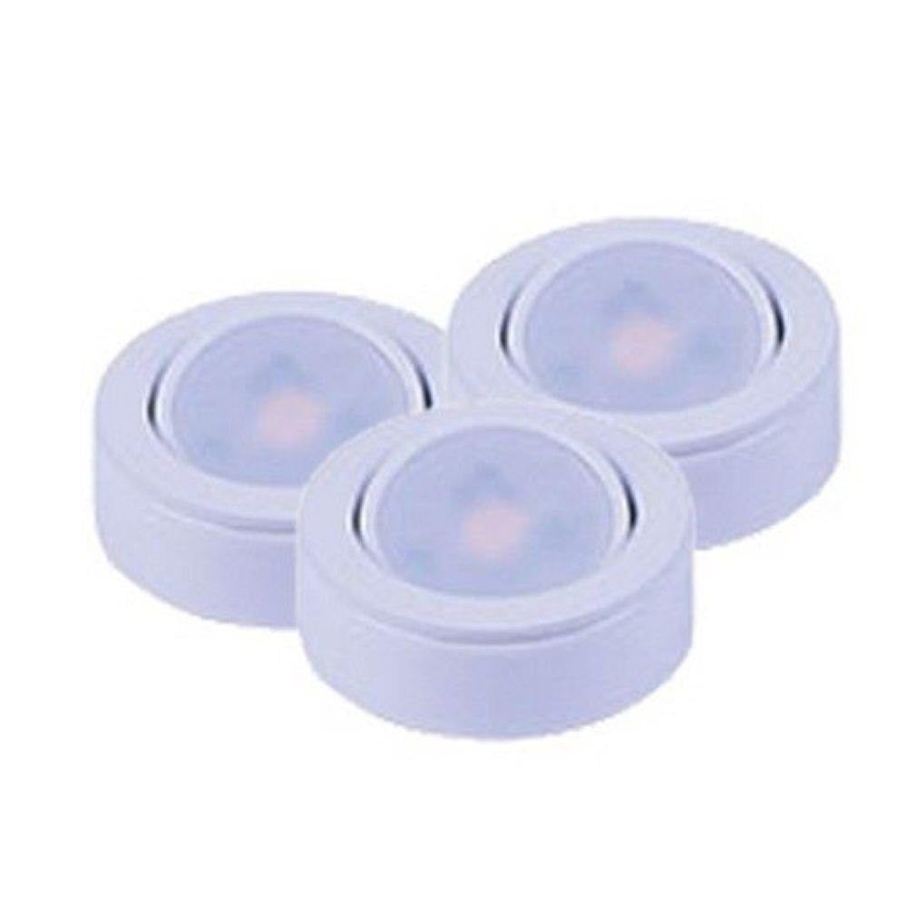 Maxim Lighting 53835WT CounterMax MX LD AC 3 LED Under Cabinet Disc Light White - Three Round Puck Lights