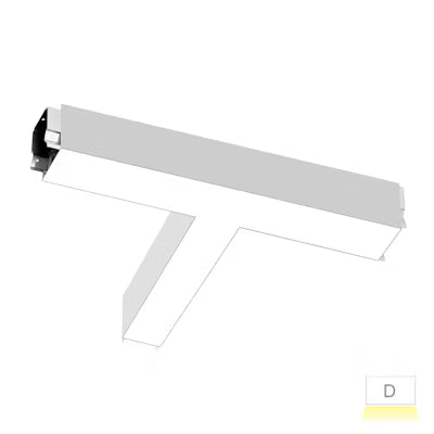 EnvisionLED LED-ALIN2-FL-22X10-T-3P36-D-5CCT-WH Arcy-Line T-Shape Downlight Architectural Linear Fixtures With Frosted Lens - Finish: White