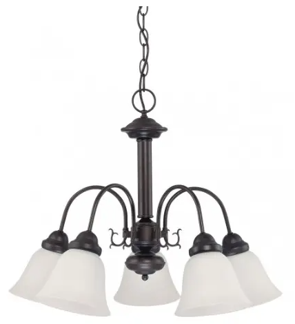 Nuvo 60-3141 Ballerina 24" Chandelier w/ Frosted White Glass, Wattage 60W, Mahogany Bronze