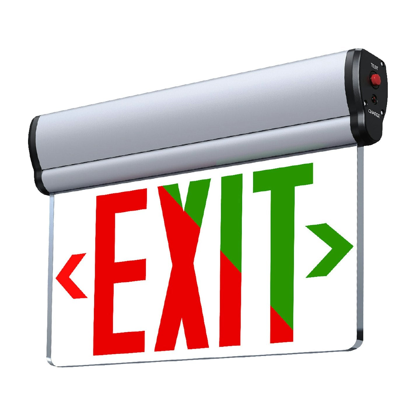 EnVision LED-EM-EXT-EL-RG Emergency Exit Sign Edge Lit Silver 120-277V Red/Green