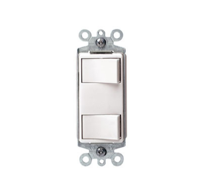 Leviton 1754-2W 15 Amp Decora Dual Rocker Switch, White