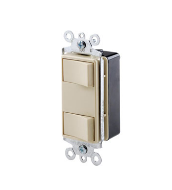 Leviton 1754-ILI 15 Amp Decora Dual Rocker Switch, Illuminated, Ivory