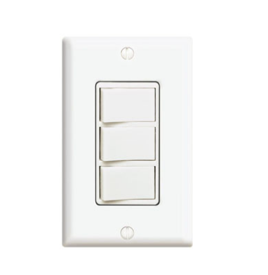 Leviton 1755-2I 15 Amp Decora Three Rocker Combination Switch, Ivory