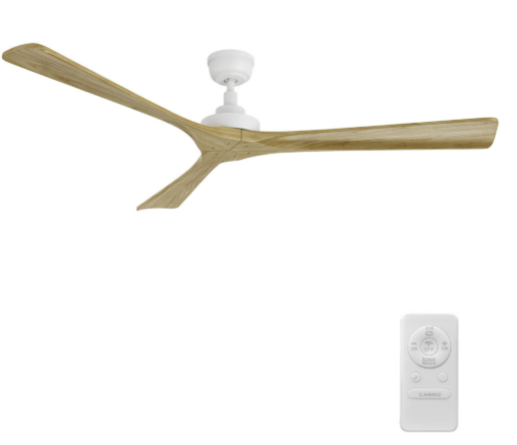 Carro USA CFR603K4-N10-WM5-1 Athena Modern White 60" Ceiling Fan, White/Natural Finish