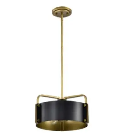 Nuvo 60-7842 Altos Small Pendant Light Fixture w/o Bulbs, 3-Light, Voltage 120V, Matte Black/Natural Brass