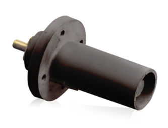 Leviton 17R21-E 17 Series Male Panel Receptacle, Cam-type, 90-degree, Taper Nose, Threaded Stud, 250-750MCM, 690A, Black Finish