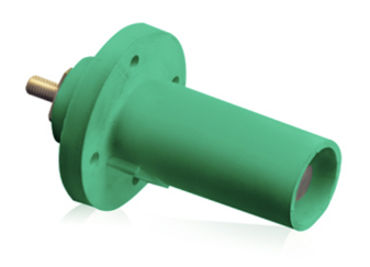 Leviton 17R21-G 17 Series Male Panel Receptacle, Cam-type, 90-degree, Taper Nose, Threaded Stud, 250-750MCM, 690A, Green Finish