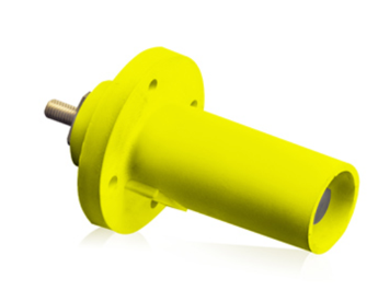 Leviton 17R21-Y 17 Series Male Panel Receptacle, Cam-type, 90-degree, Taper Nose, Threaded Stud, 250-750MCM, 690A, Yellow Finish