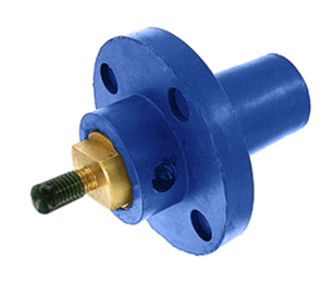 Leviton 17R22-B 17 Series Female Panel Receptacle, Cam-type, 90-degree, Taper Nose, Threaded Stud, 250-750MCM, 690A, Blue Finish