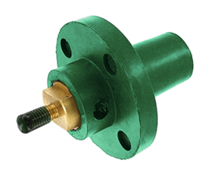 Leviton 17R22-G 17 Series Female Panel Receptacle, Cam-type, 90-degree, Taper Nose, Threaded Stud, 250-750MCM, 690A, Green Finish