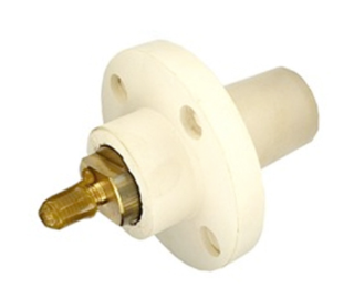 Leviton 17R22-W 17 Series Female Panel Receptacle, Cam-type, 90-degree, Taper Nose, Threaded Stud, 250-750MCM, 690A, White Finish