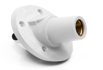 Leviton 17R24-SW 17 Series Panel Mount Receptacle, Female, 600A Max, 600V 30 Degree Angle, Threaded Stud Termination, 250-500 MCM Cable Range, White Finish