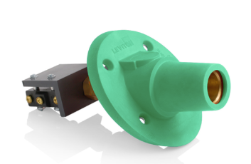 Leviton 17RSW-SG 17 Series Panel Mount Receptacle, Female, 600A Max, 600V 30 Degree Angle, Threaded Stud w/Microswitch Termination, 250-500 MCM Cable Range, Green Finish