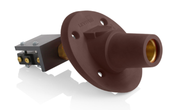 Leviton 17RSW-SH 17 Series Panel Mount Receptacle, Female, 600A Max, 600V 30 Degree Angle, Threaded Stud w/Microswitch Termination, 250-500 MCM Cable Range, Brown Finish