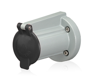 Leviton 17S31-E Receptacle Cover w/ Snap Back Lid For 17, 19, 22r22, 22r23 Series 90 Degree Panel Receptacles NEMA 3r Rated, Black Finish