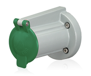 Leviton 17S31-G Receptacle Cover w/ Snap Back Lid For 17, 19, 22r22, 22r23 Series 90 Degree Panel Receptacles NEMA 3r Rated, Green Finish