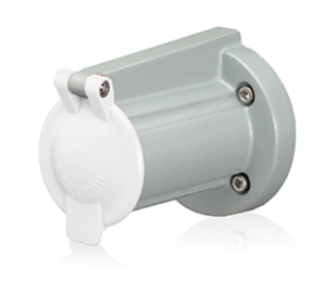 Leviton 17S31-W Receptacle Cover w/ Snap Back Lid For 17, 19, 22r22, 22r23 Series 90 Degree Panel Receptacles NEMA 3r Rated, White Finish
