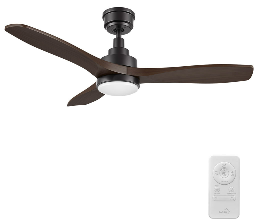 Carro USA CFR483K7-L11-BM4-1 Bonelli Modern Black LED 48" Home Ceiling Fan, Black/Brown Finish