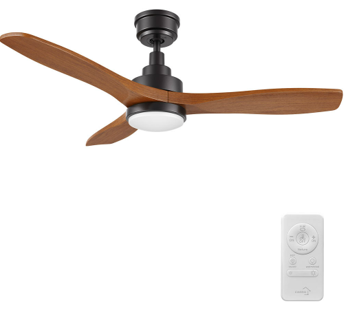 Carro USA CFR483K7-L11-BM2-1 Bonelli Modern Black LED 48" Ceiling Fan, Black/Antique Walnut Finish