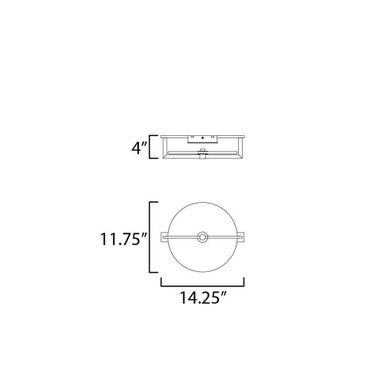Maxim Lighting 18200WANAB Quarry Wall Sconce - Dimension Diagram 14.25 inch x 11.75 inch x 4 inch