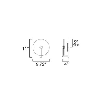 Maxim Lighting 18201WADBZ Quarry LED Wall Sconce Dimension Diagram 11 Inch Height 9.75 Inch Width 4 Inch Depth