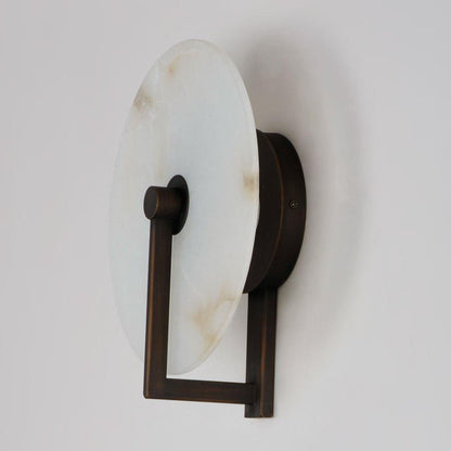 Maxim Lighting 18201WADBZ Quarry 1 Light LED Wall Sconce in Darkened Bronze with Round Spanish Alabaster Shade - Side Angle View